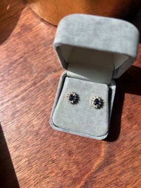 Sapphire and Diamond Stud Earrings